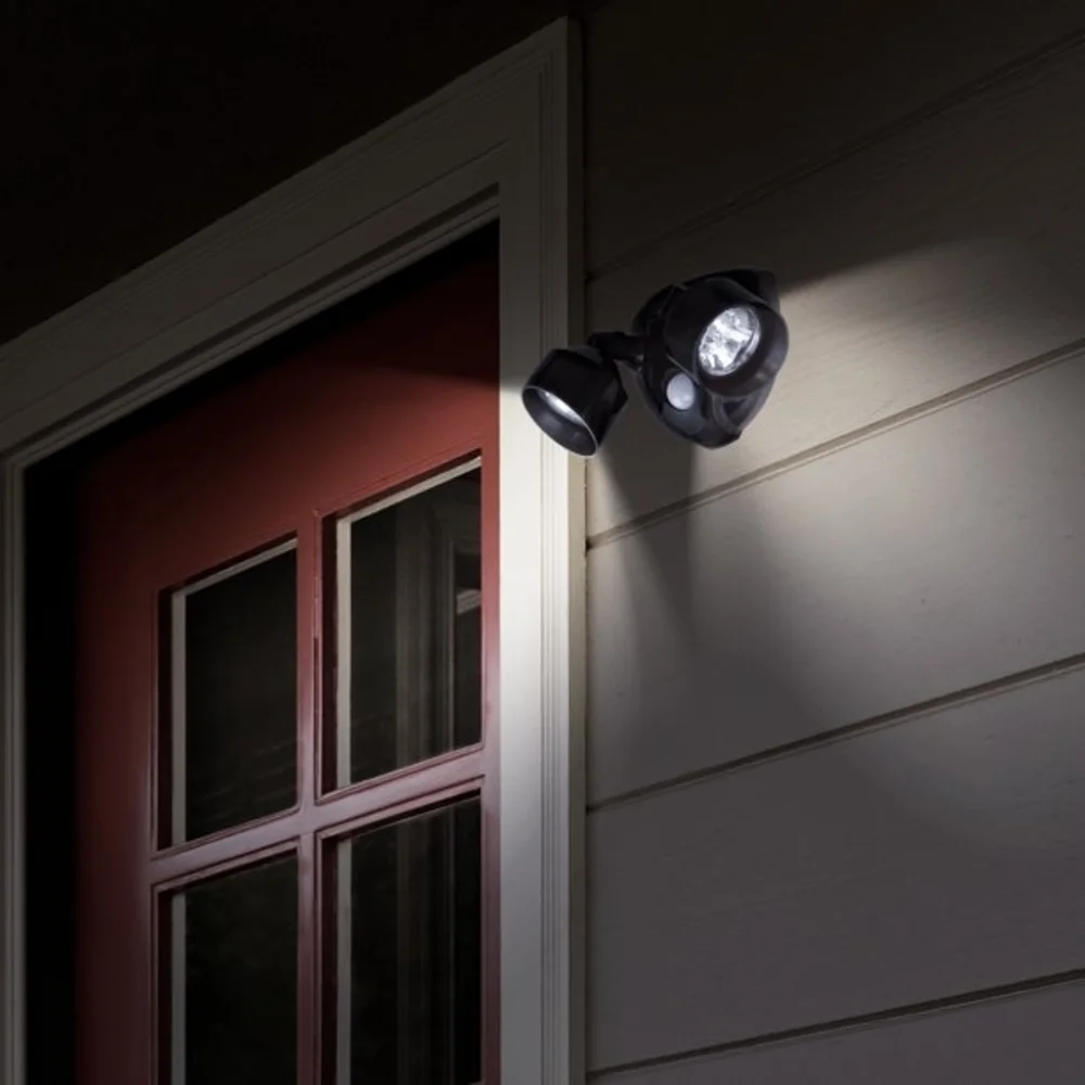Dual Head Black Motion Sensor Security Battery Powered Light